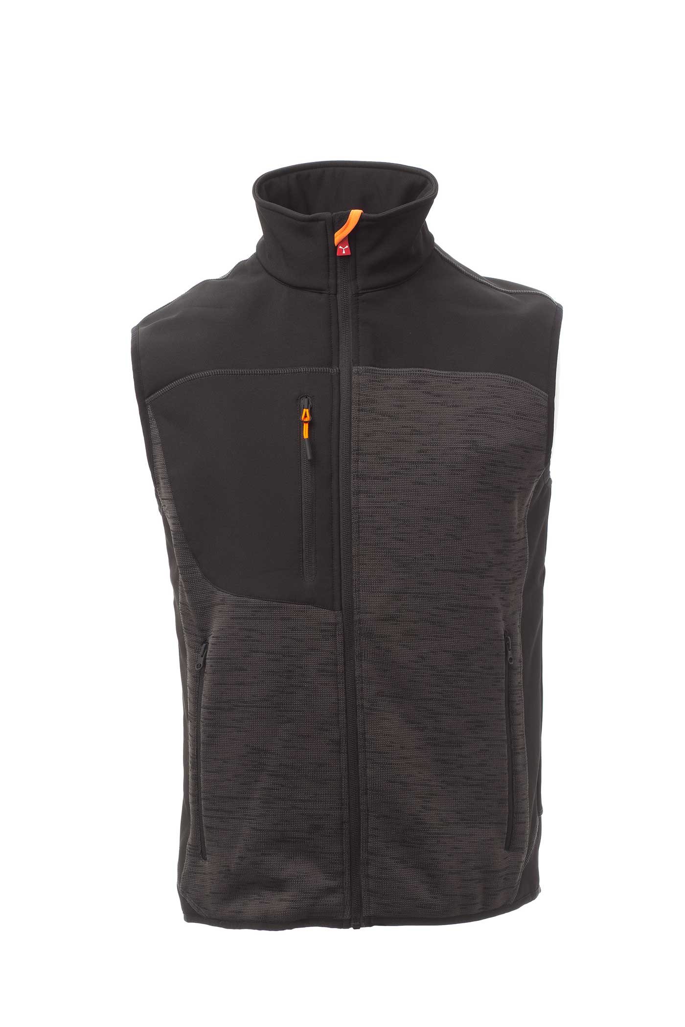 Herren Arbeitsweste mit Softshell-Einsätzen und Multifunktionstaschen in Anthrazit