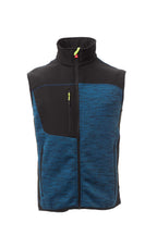 Herren Arbeitsweste mit Softshell-Einsätzen und Multifunktionstaschen in Blau