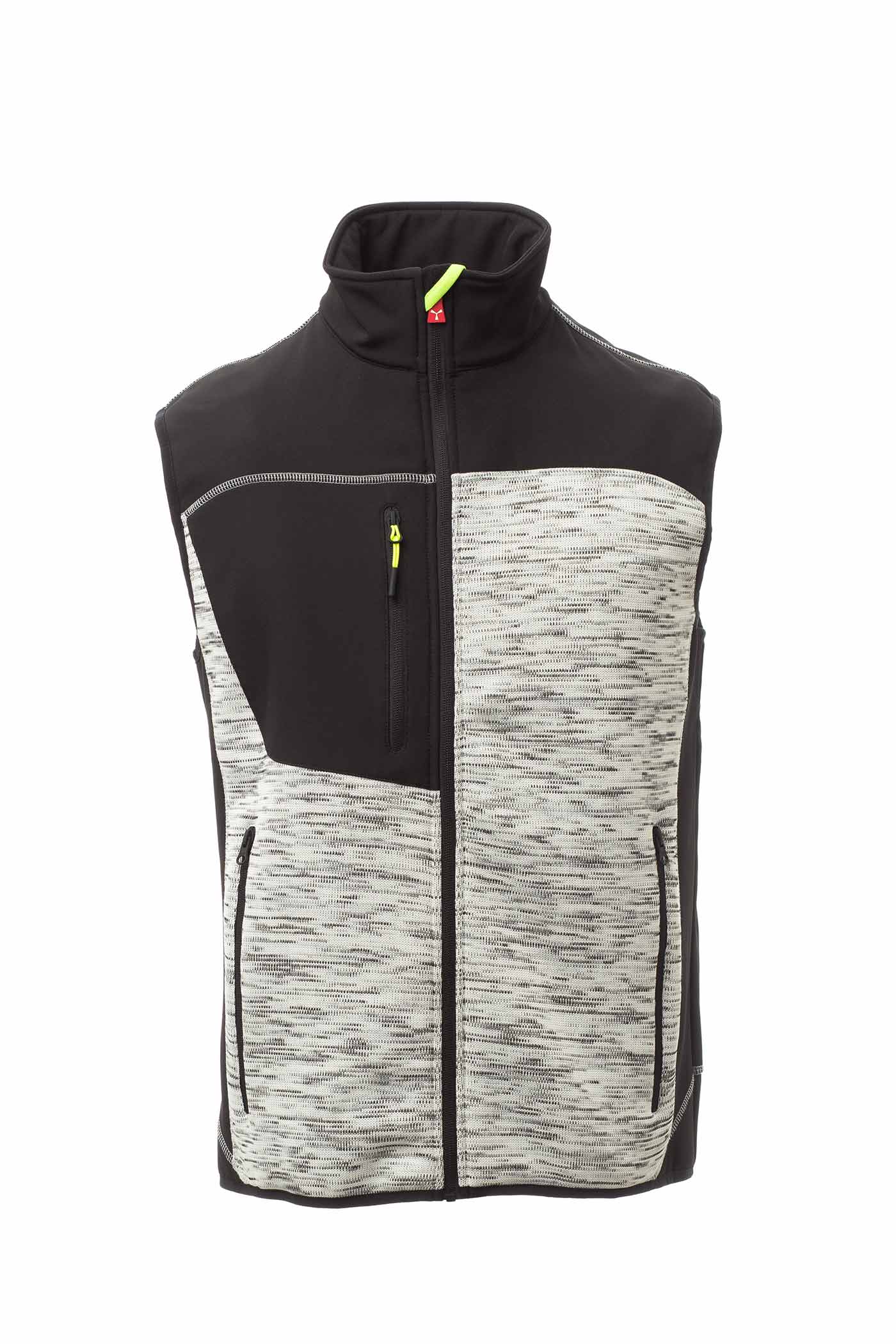 Herren Arbeitsweste mit Softshell-Einsätzen und Multifunktionstaschen in Grau