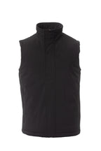 Herren Arbeitsweste aus Softshell wattiert mit Stehkragen und Seitentaschen in Schwarz