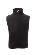 Herren Arbeitsweste mit Softshell-Einsätzen und Multifunktionstaschen in Schwarz