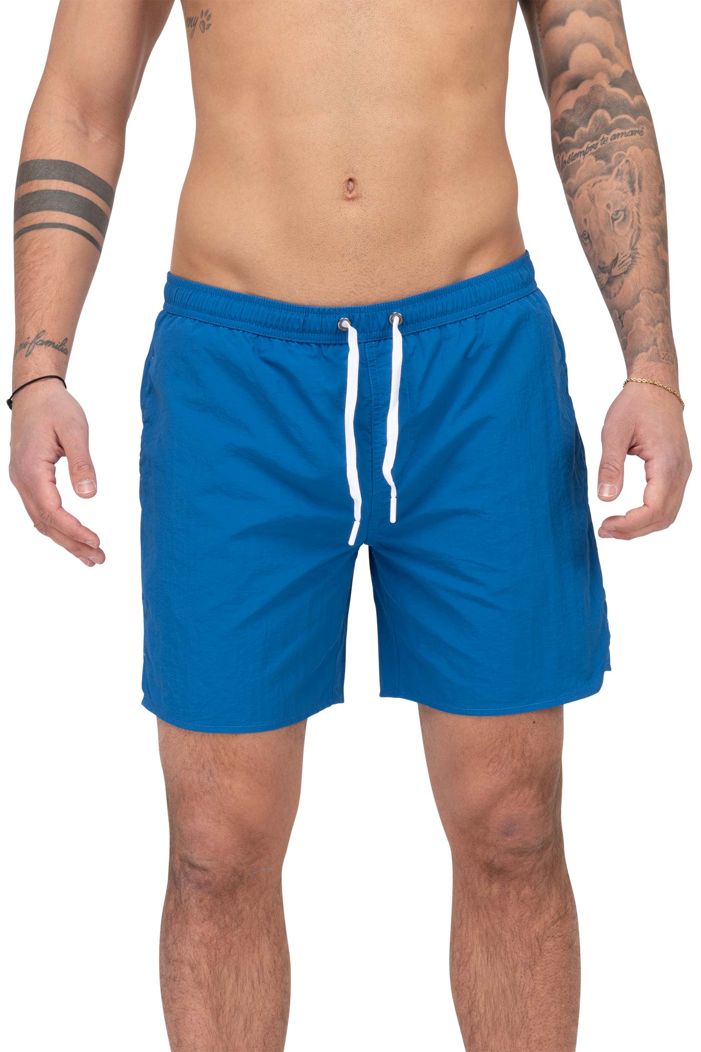 Herren Badehose mit Eingriffstaschen und Innenslip in Blau