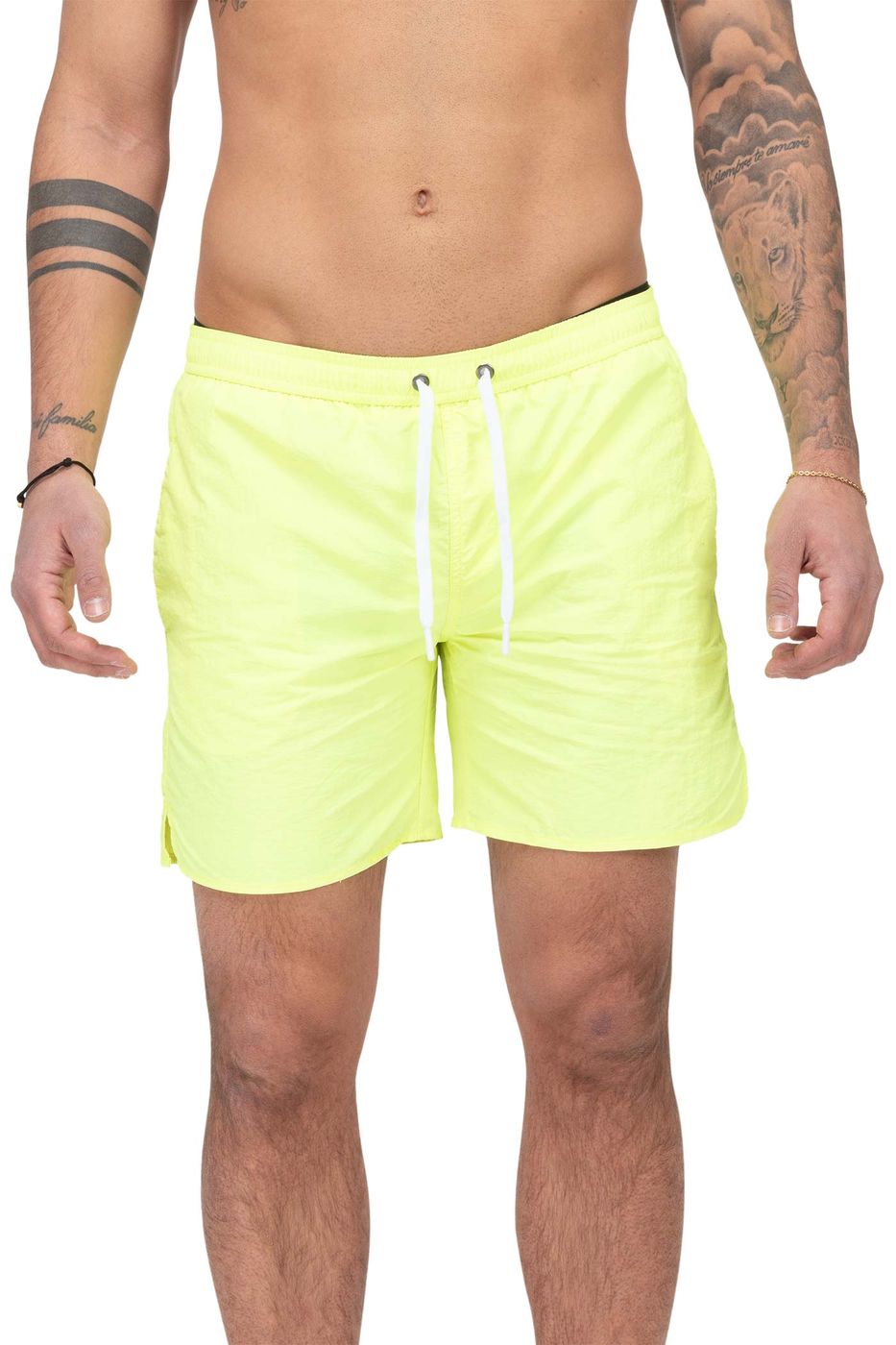 Herren Badehose mit Eingriffstaschen und Innenslip in Gelb