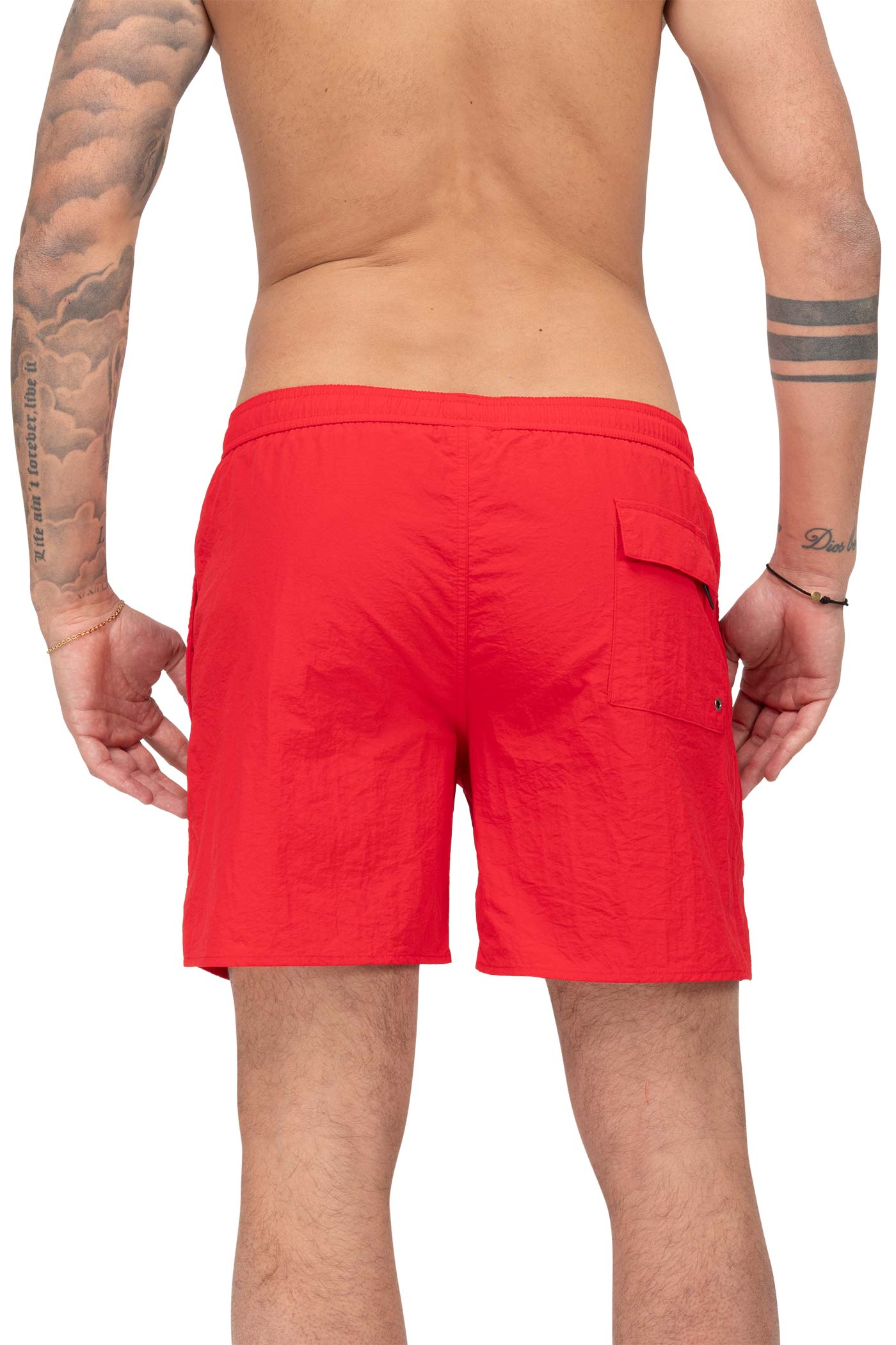 Herren Badehose mit Gesäßtasche in Rot