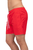 Herren Badehose mit elastischem Bund und Kordelzug in Rot