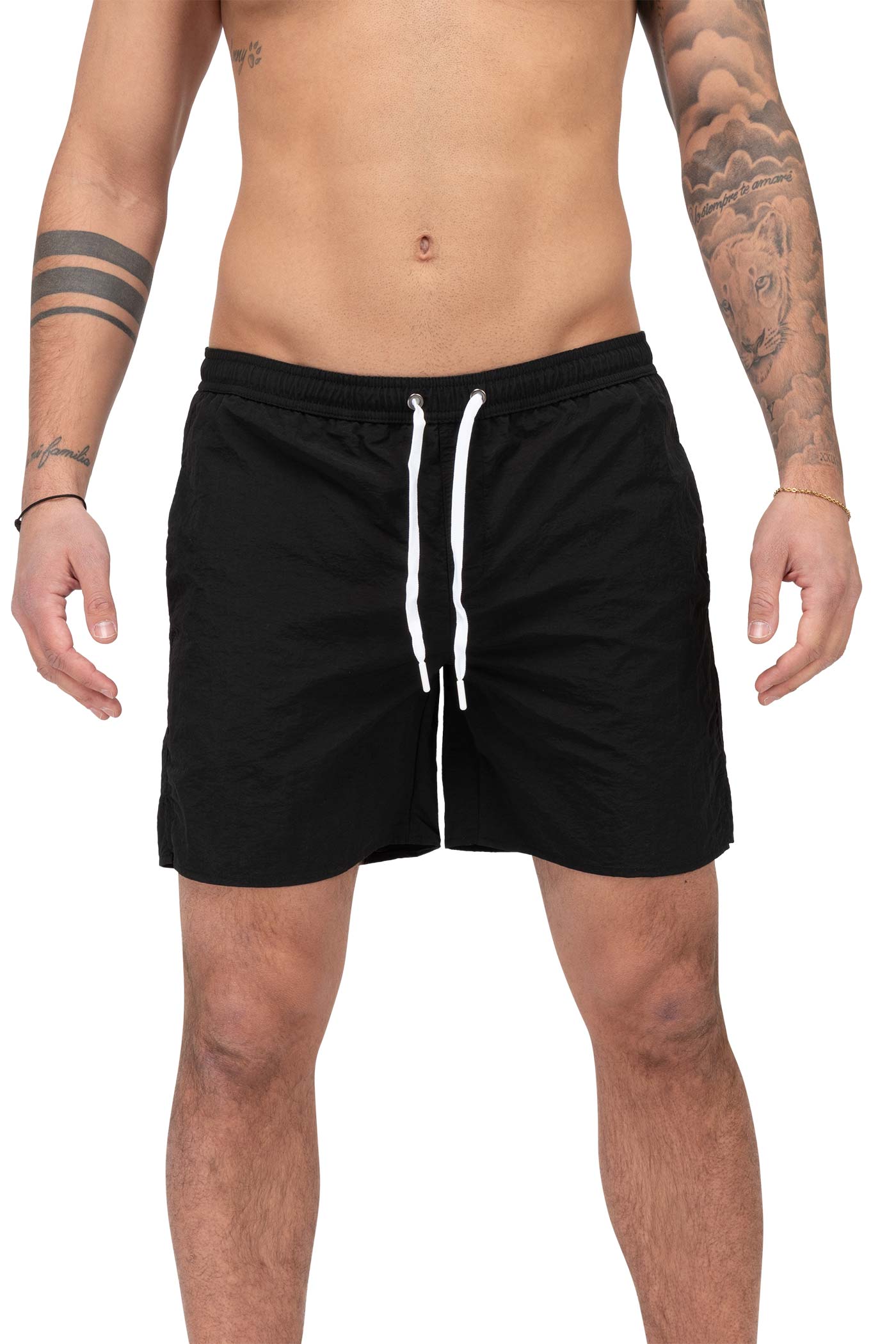 Herren Badehose mit Eingriffstaschen und Innenslip in Schwarz