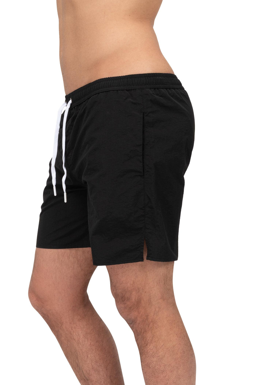 Herren Badehose mit elastischem Bund und Kordelzug in Schwarz