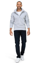 Herren Pullover mit viertel Reißverschluss und Stehkragen in Grau meliert