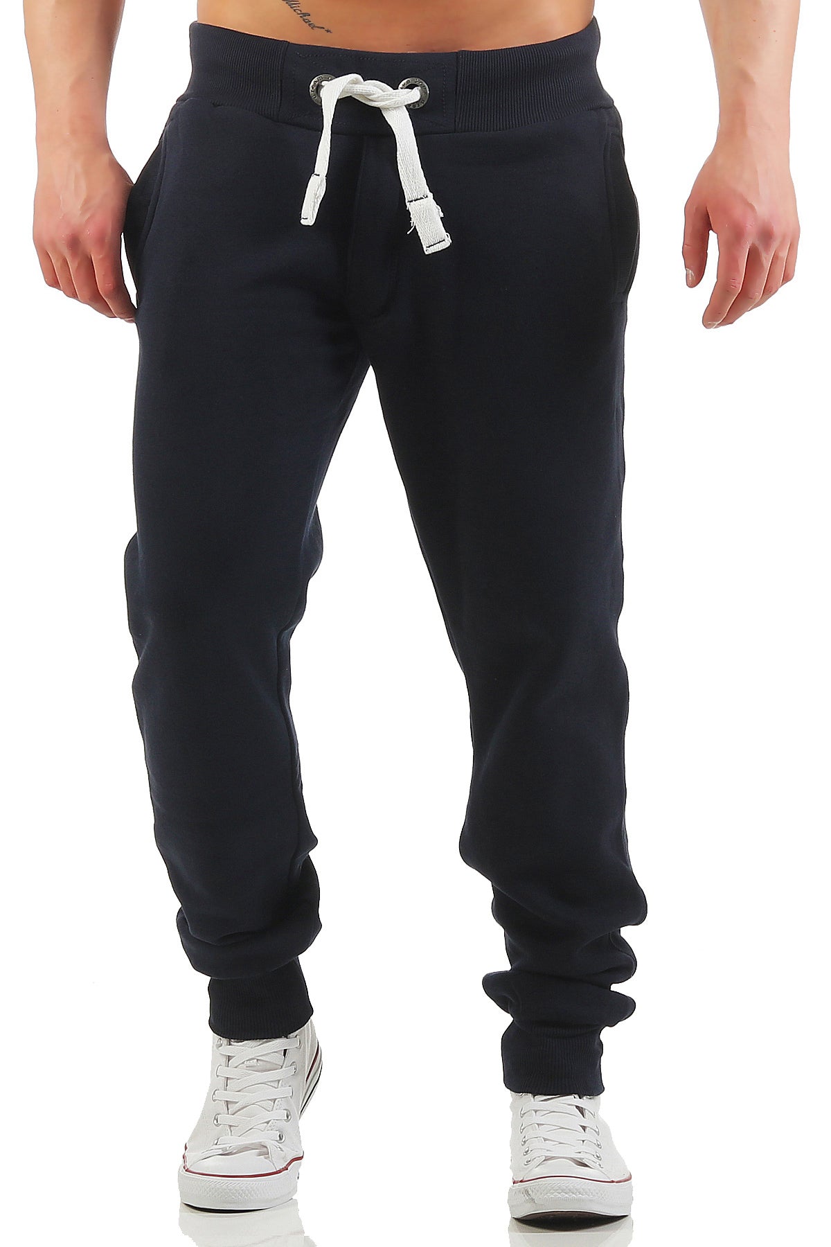Herren Jogginghose mit breitem Bändel in Dunkelblau