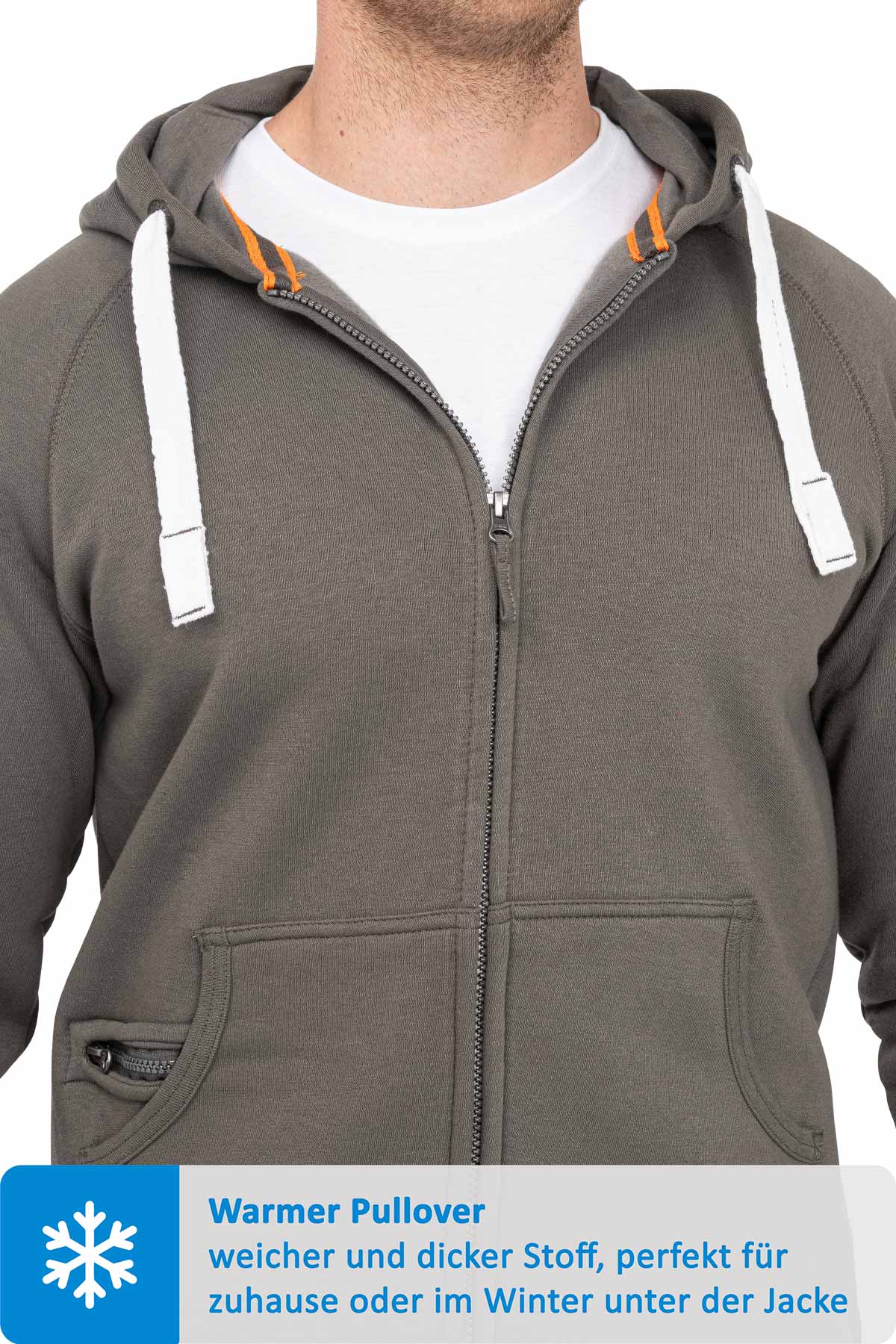 Sweatjacke für Männer mit dicken Bändeln in Anthrazit