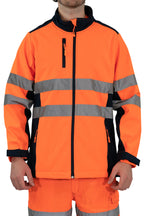 Herren Warnschutz Softshelljacke Wind- und Wasserabweisend EN ISO 20471 Klasse 2 Antares