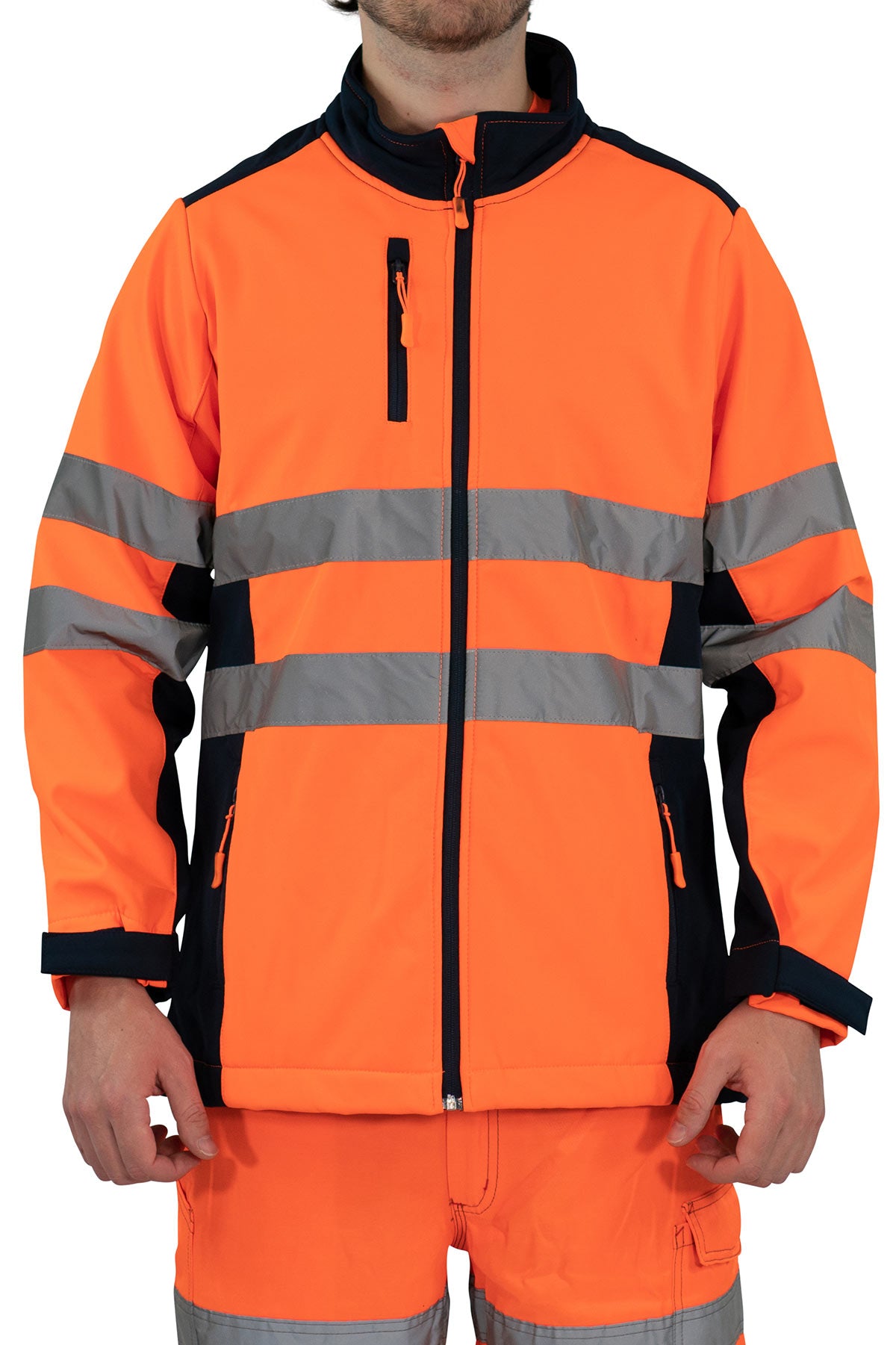 Herren Warnschutz Softshelljacke Wind- und Wasserabweisend EN ISO 20471 Klasse 2 Antares