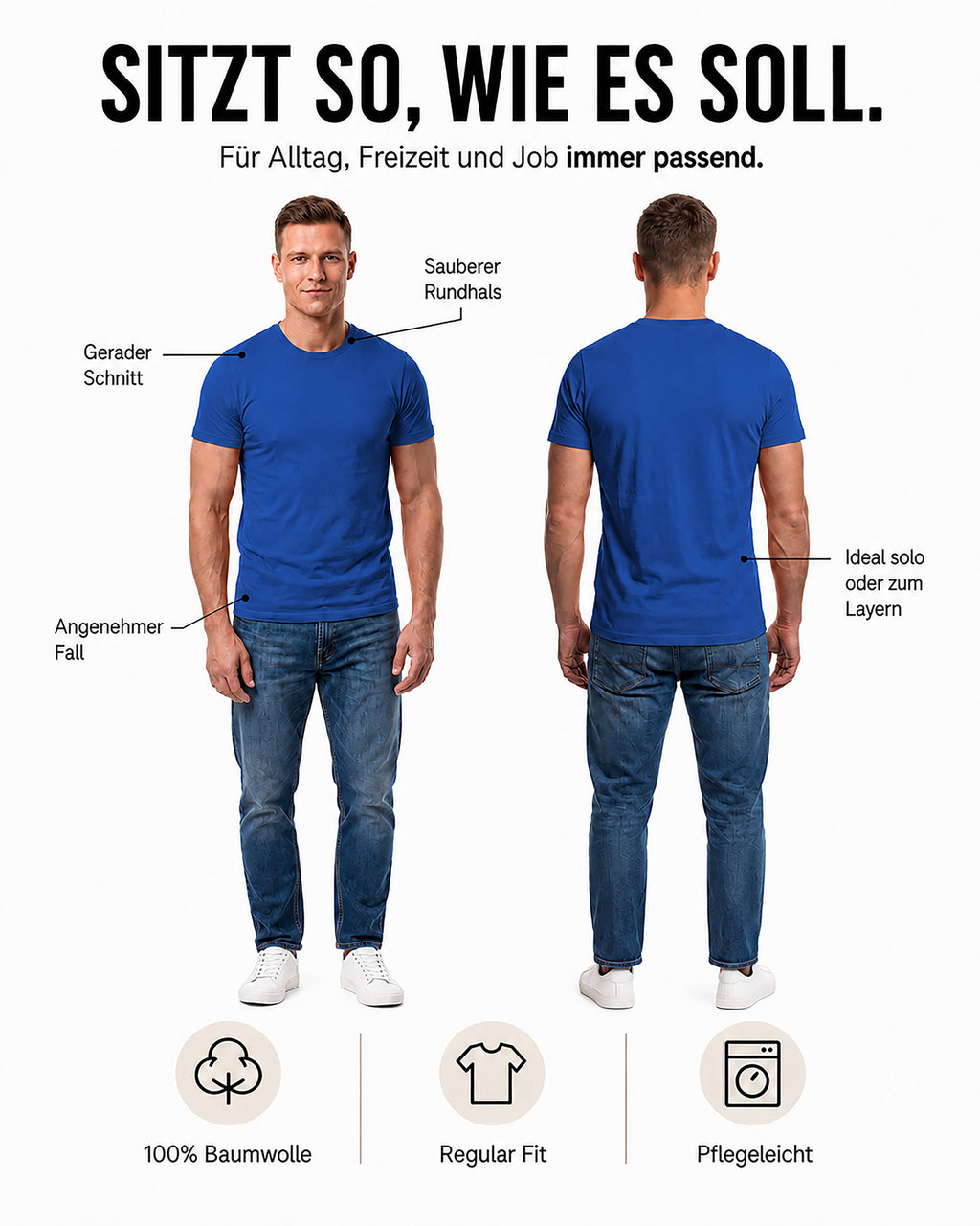 Herren T-Shirt Rundhals Baumwolle – Sunset