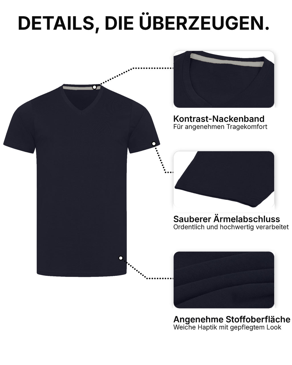 Herren T-Shirt 3er Pack V-Ausschnitt – V-Neck