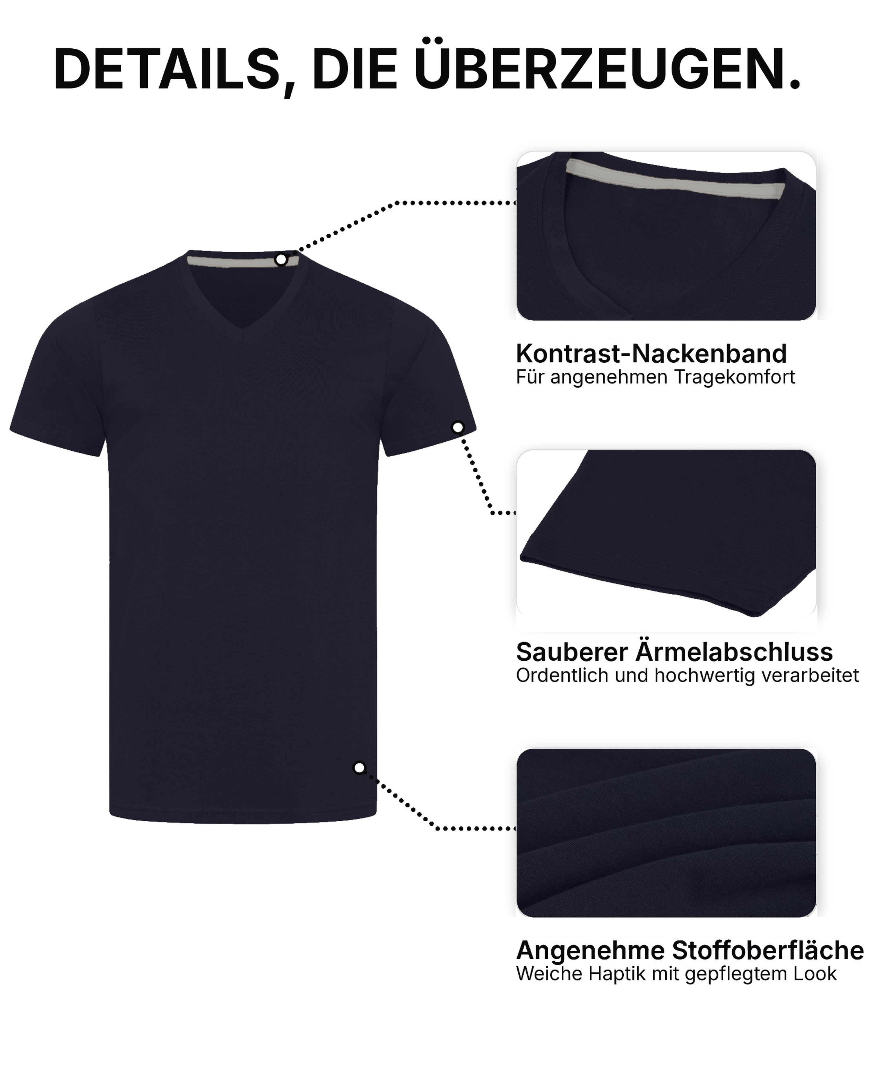Herren T-Shirt 3er Pack V-Ausschnitt – V-Neck
