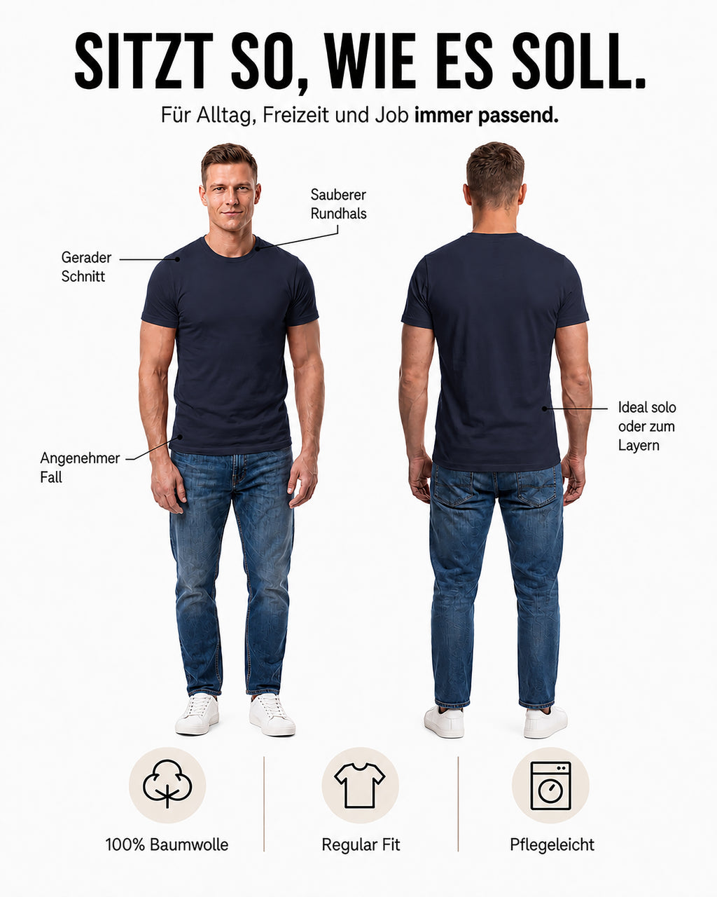 Herren T-Shirt Rundhals Baumwolle – Sunset