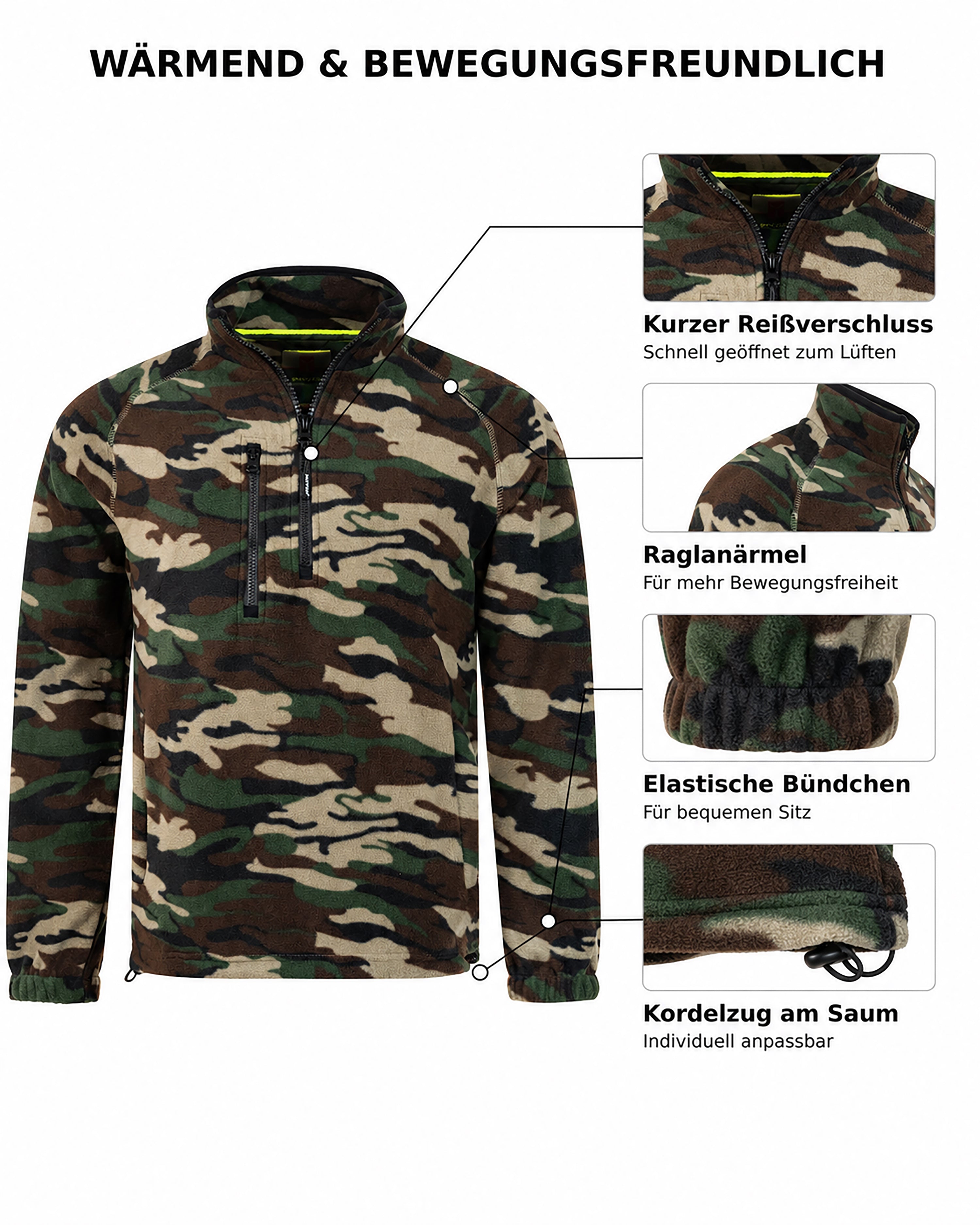 Herren Fleecepullover Camouflage Dolomiti
