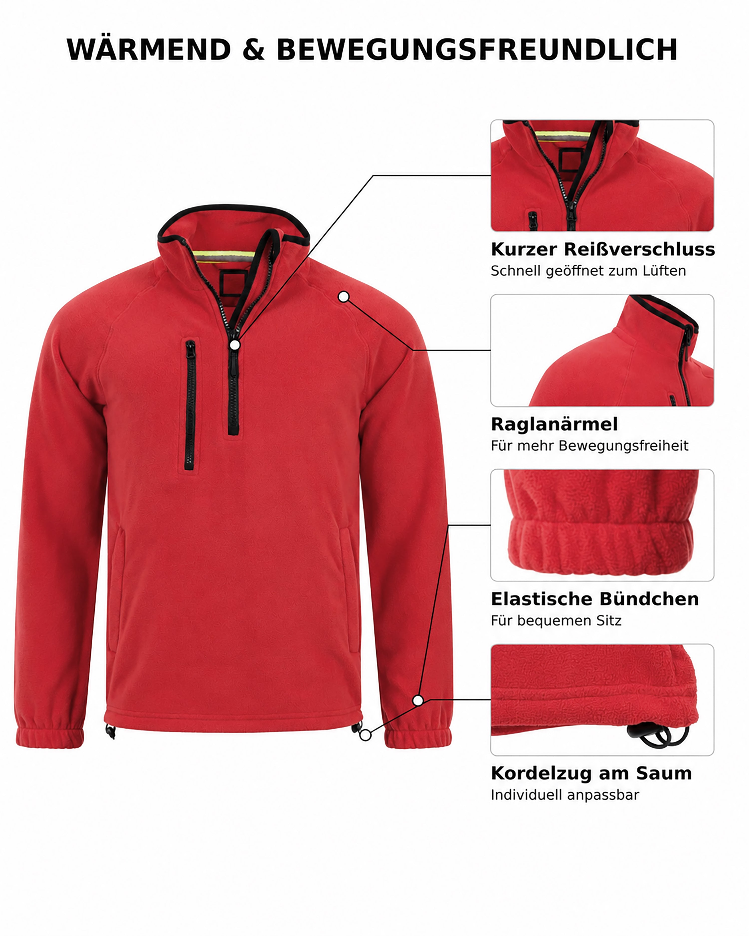 Herren Fleece Troyer mit Taschen Dolomiti