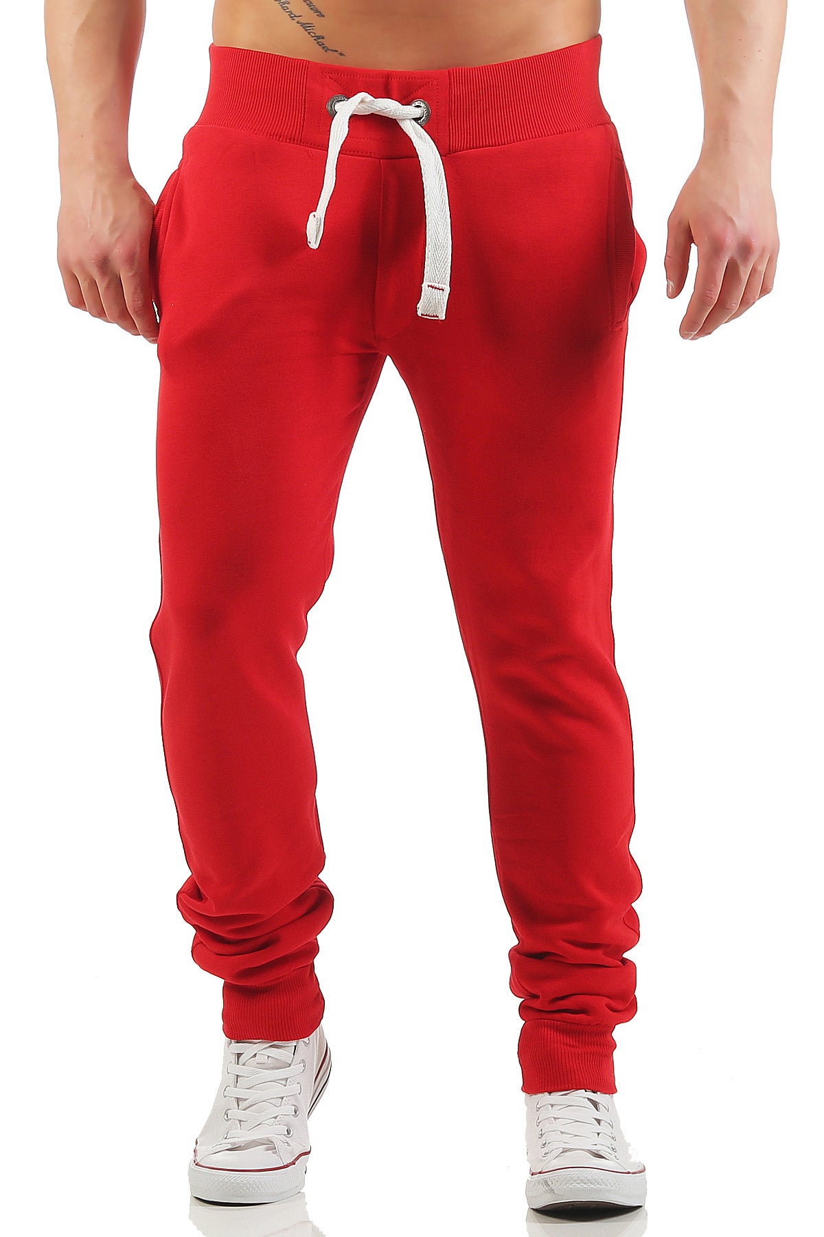 Herren Jogginghose mit breitem Bändel in Rot