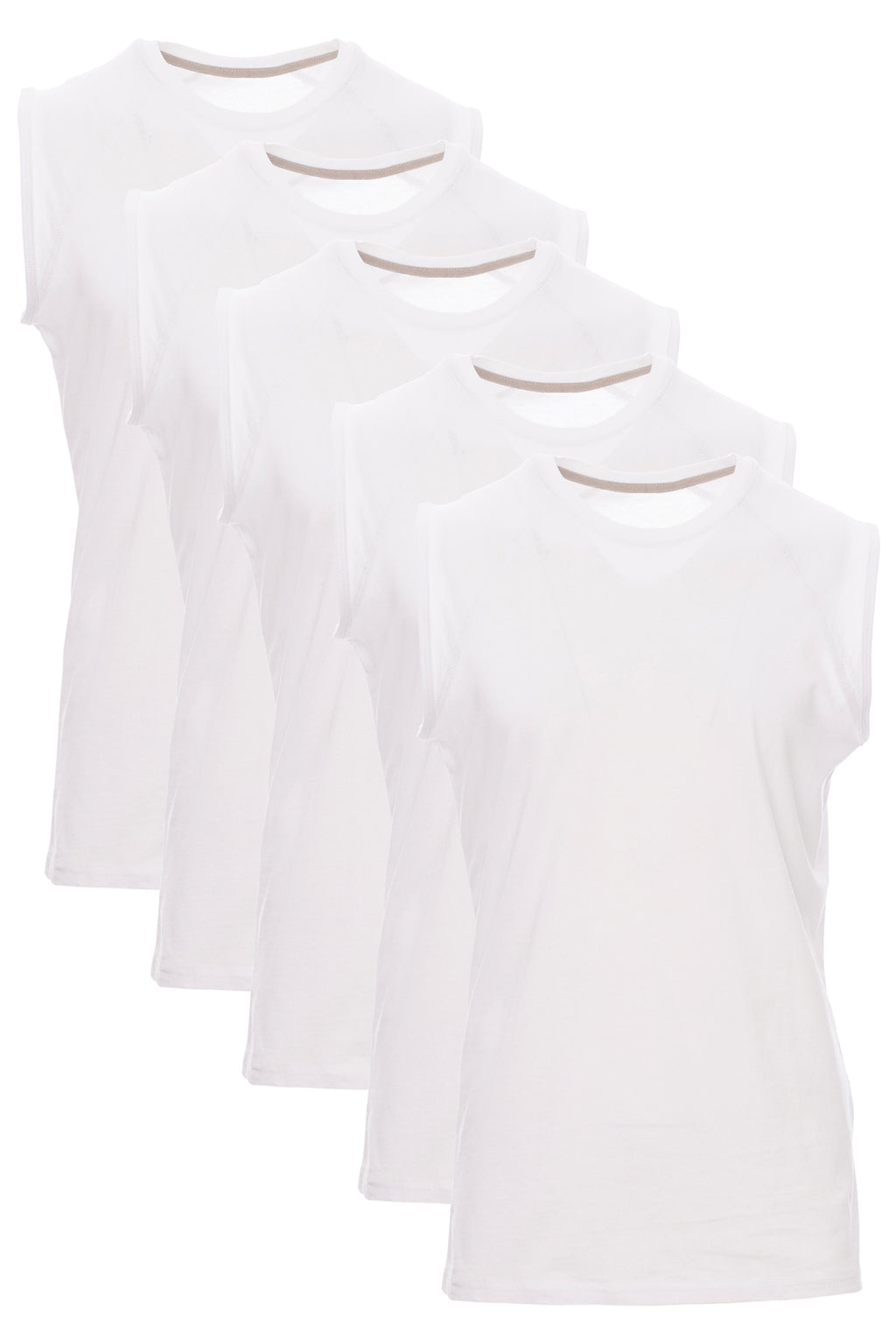 Herren Shirts ohne Aermel 5er Pack Weiß