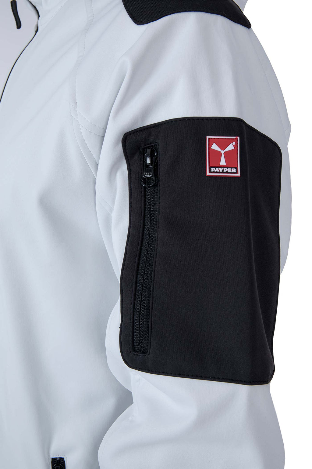 Herren Softshelljacke mit Brust und Armtasche in Weiß