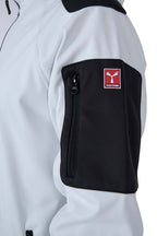 Herren Softshelljacke mit Brust und Armtasche in Weiß