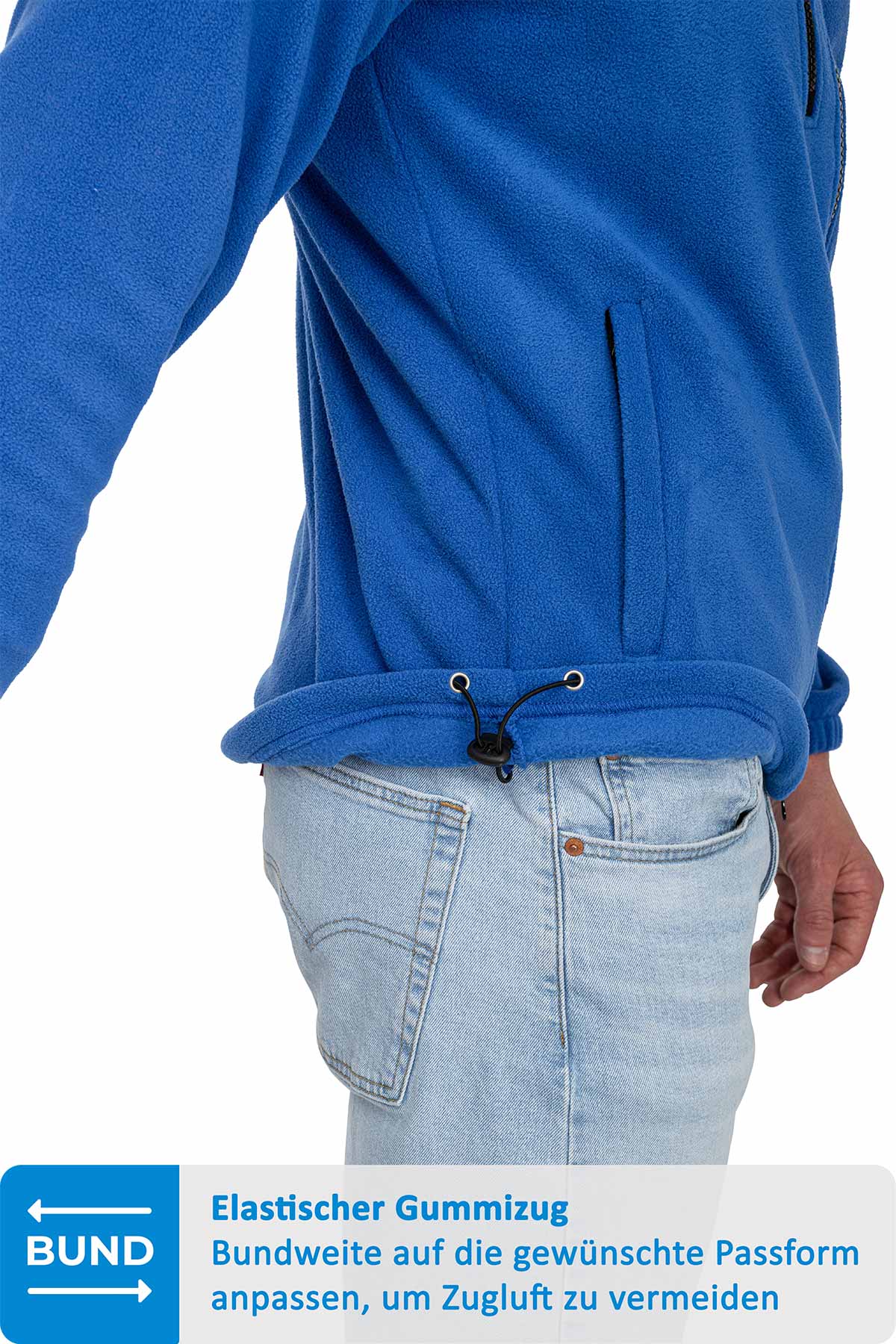 Herren Fleecejacke mit Kordelzug an der Taille in Blau