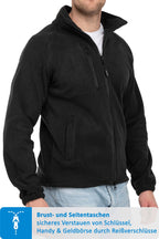 Fleecejacke für Männer robust und warm in Schwarz