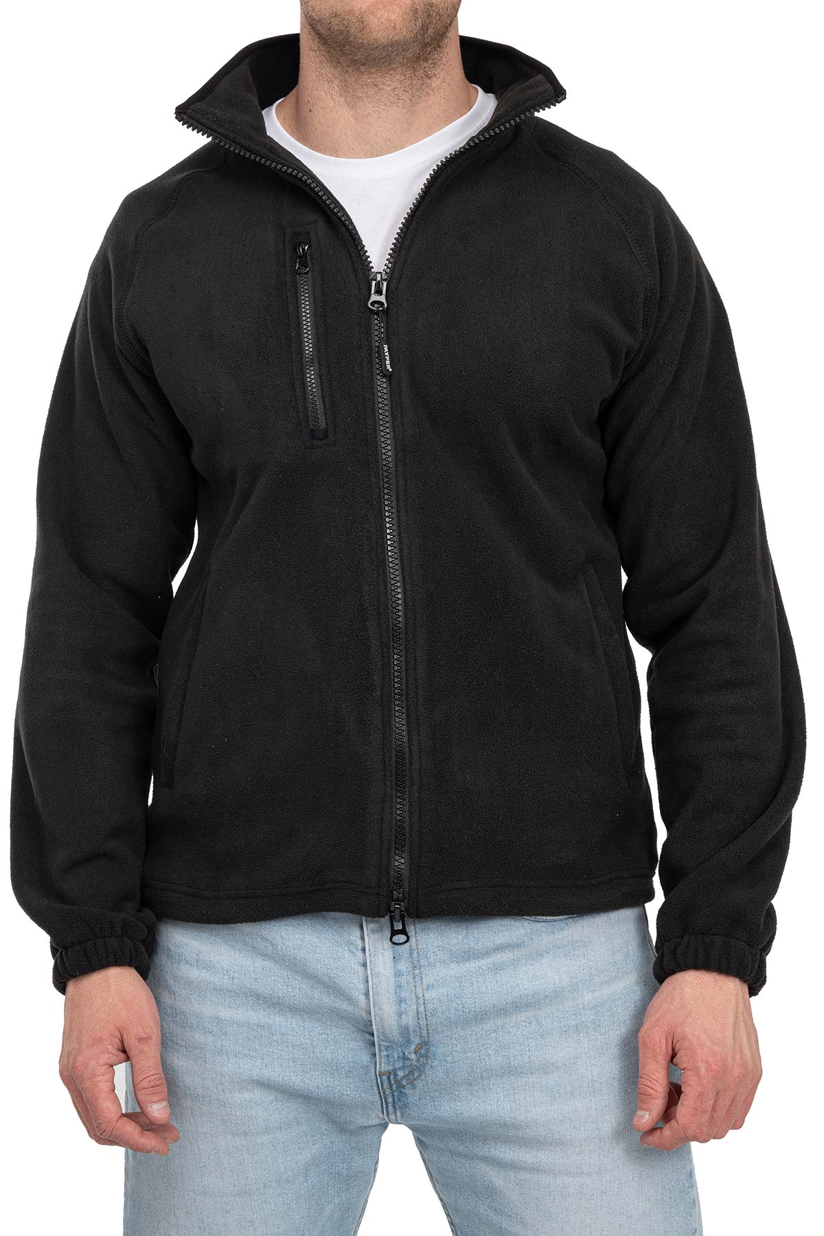 Herren Fleecejacke mit Brusttasche in Schwarz