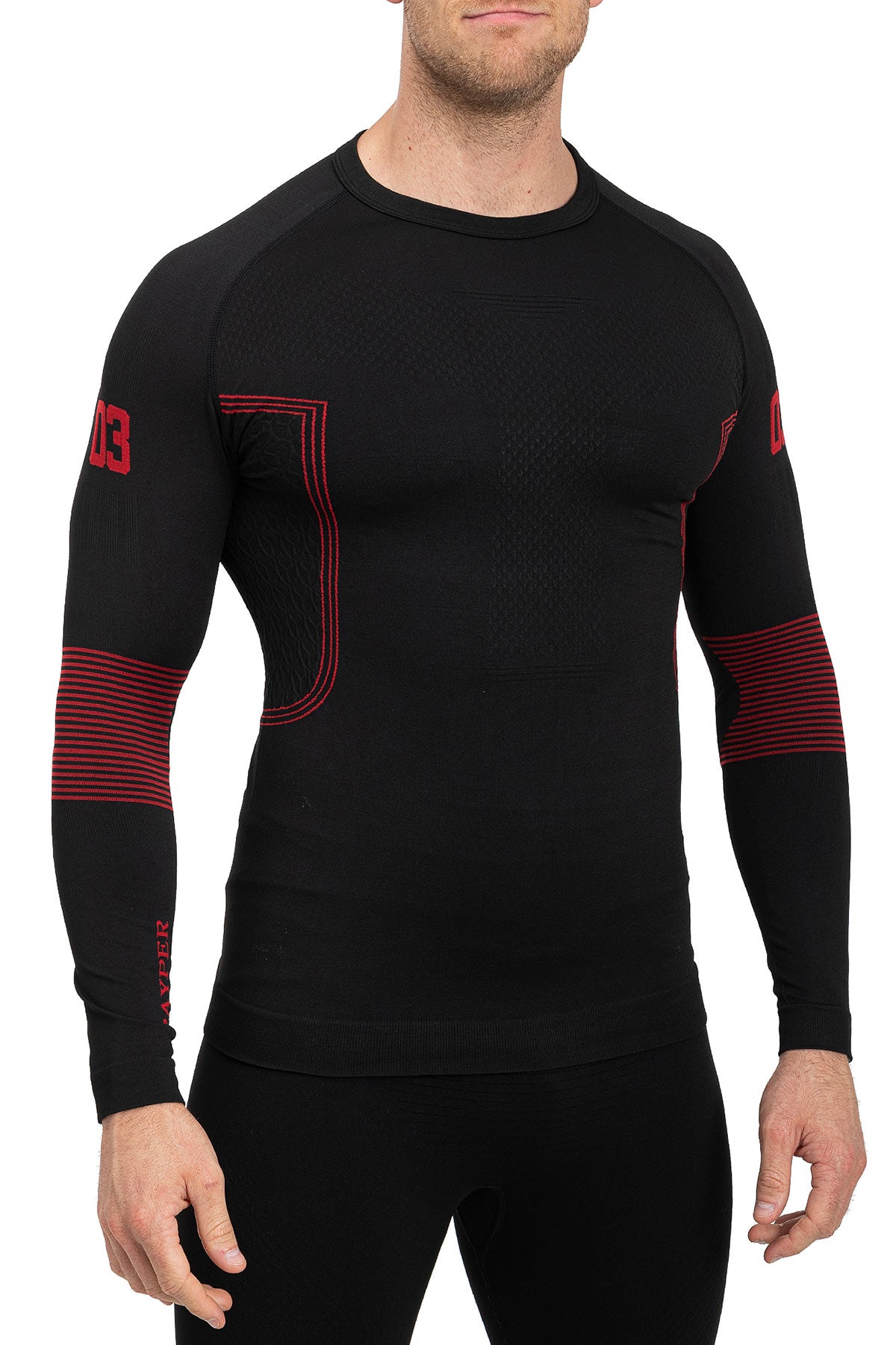 Herren Kompressionsshirt dick in Schwarz