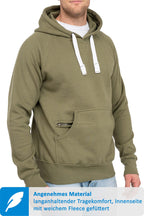 Hoodie für Männer mit Fronttasche in Olivgrün
