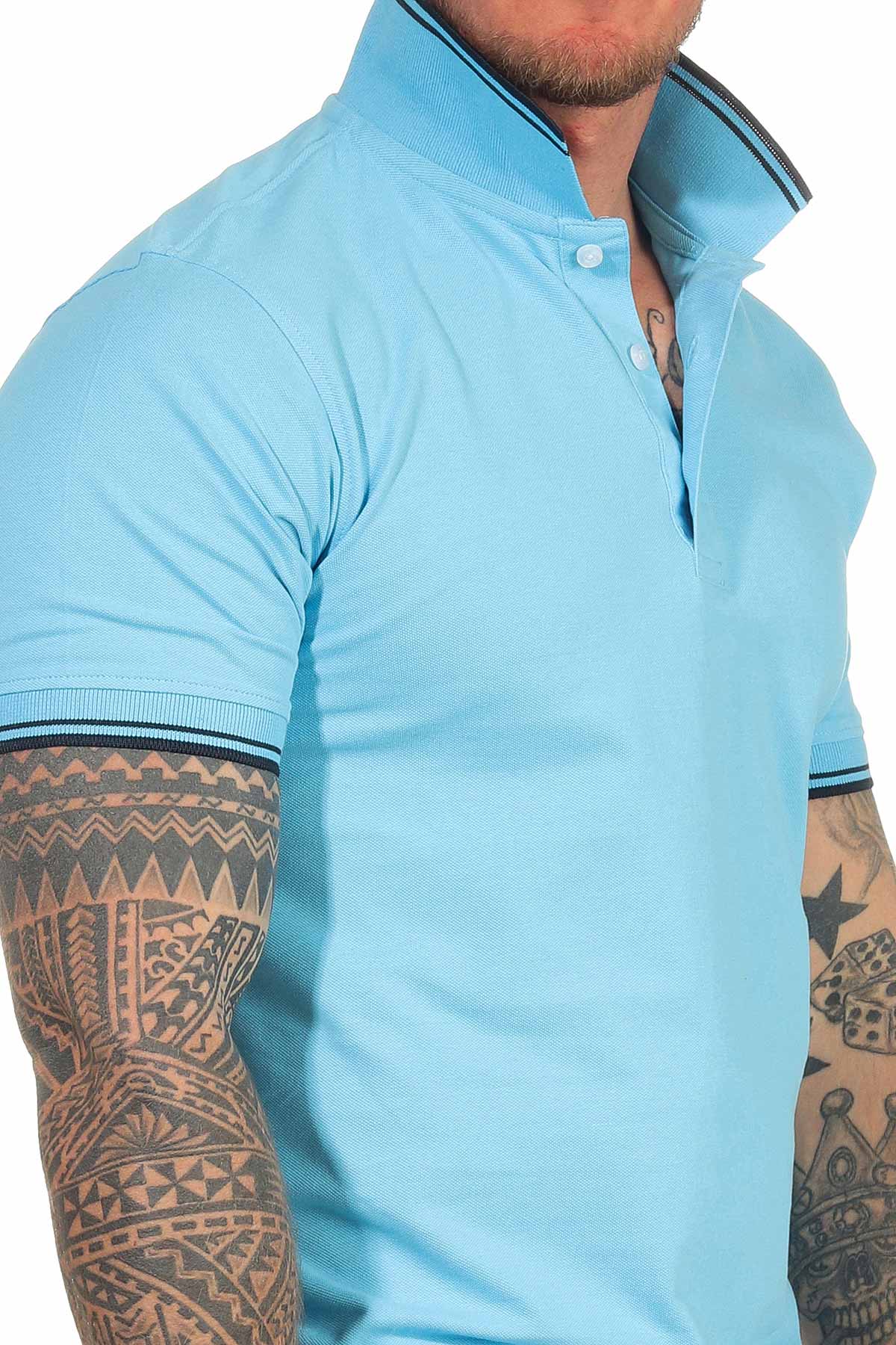 Poloshirt für Herren mit eng anliegenden Ärmeln professionell in Türkis