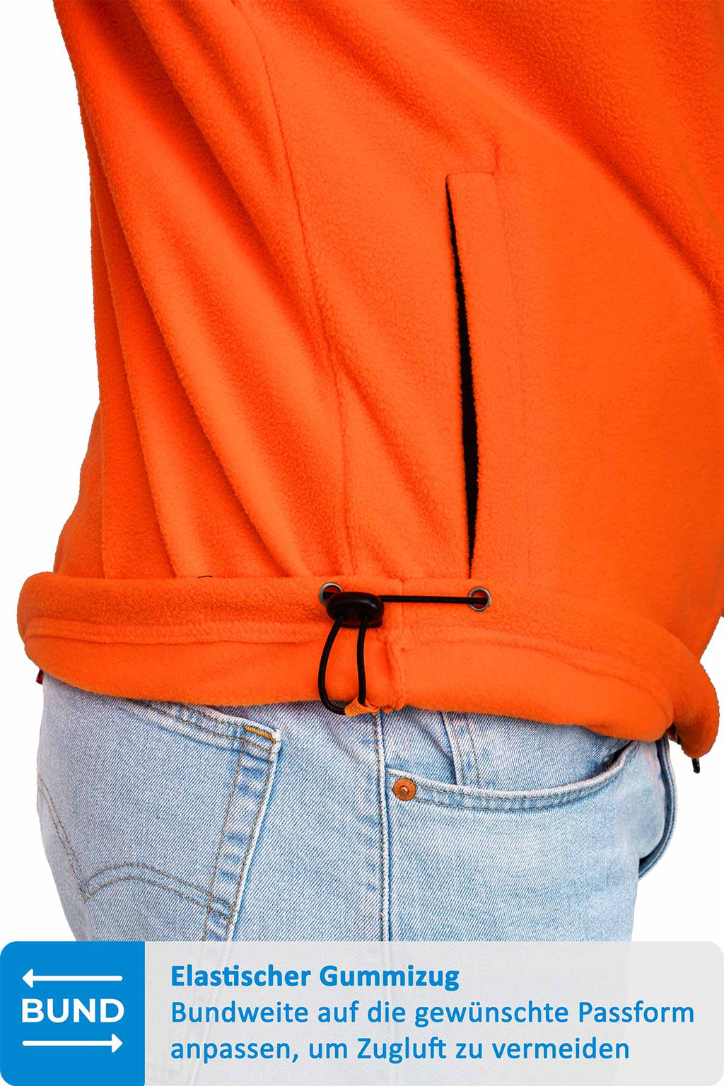 Herren Fleecejacke mit Kordelzug an der Taille in Orange