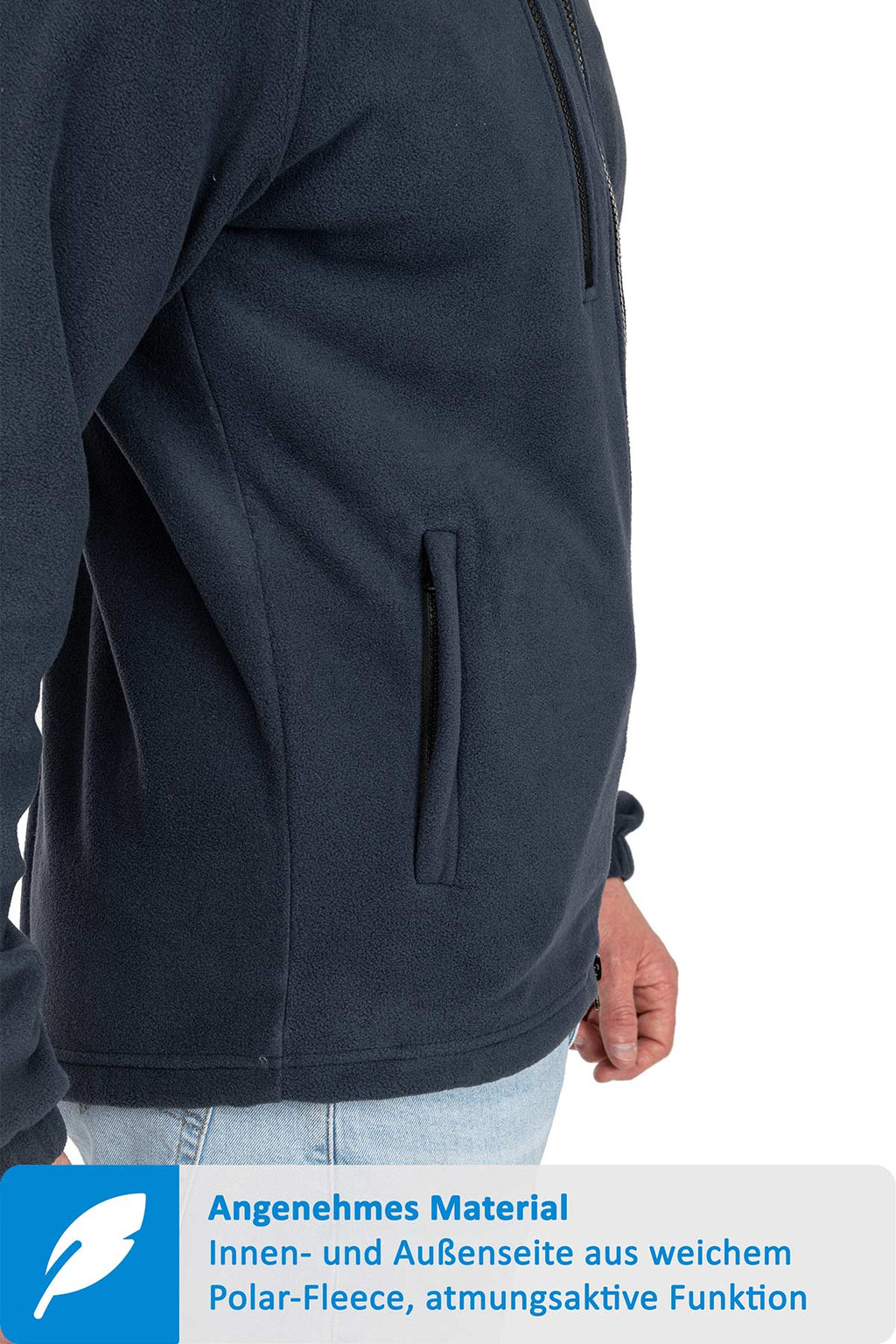 Fleecejacke für Herren mit Reißverschlusstaschen in Dunkelblau