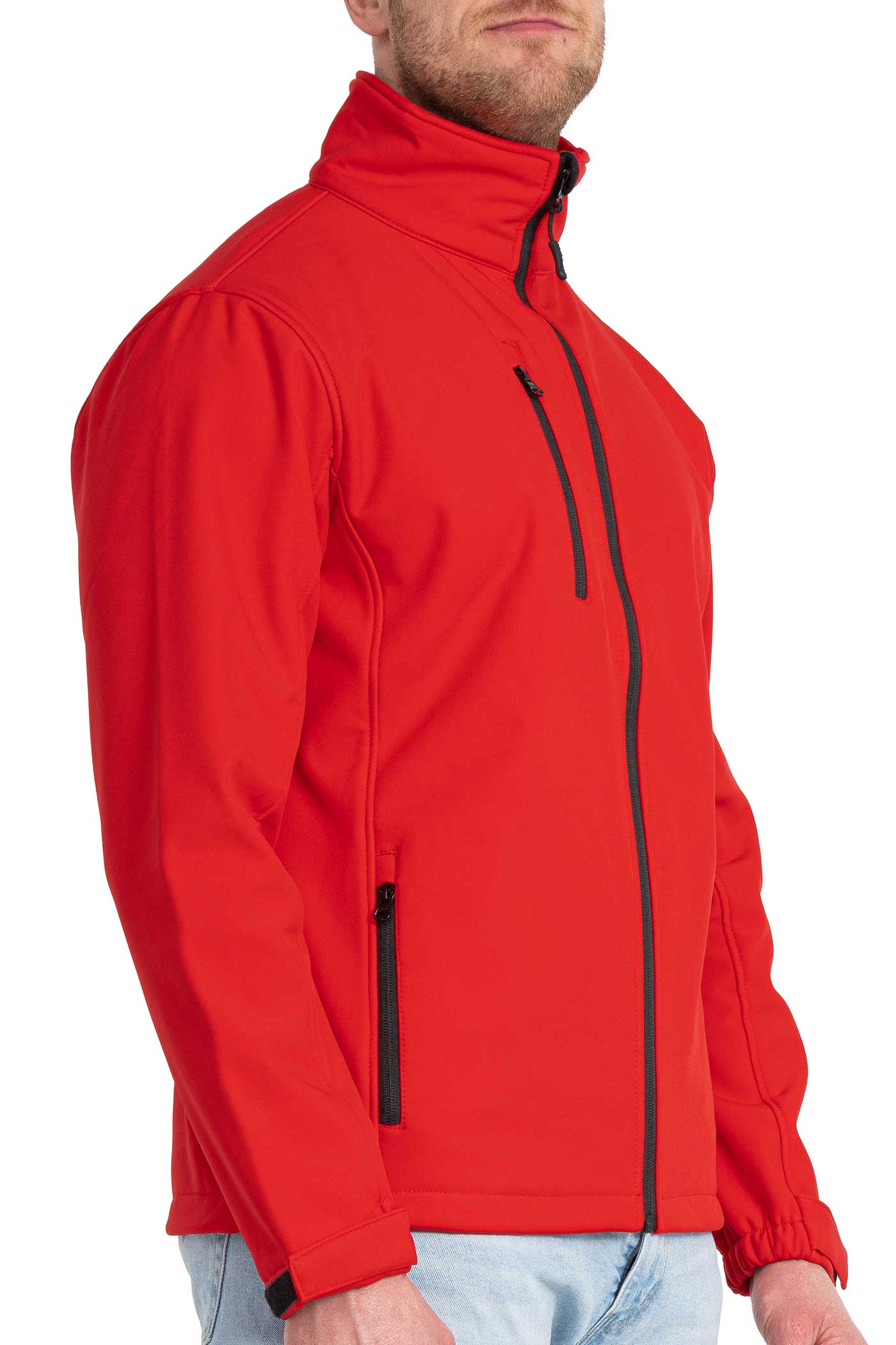 Herren Softshelljacke mit Seitentasche mit Reißverschluss in Rot