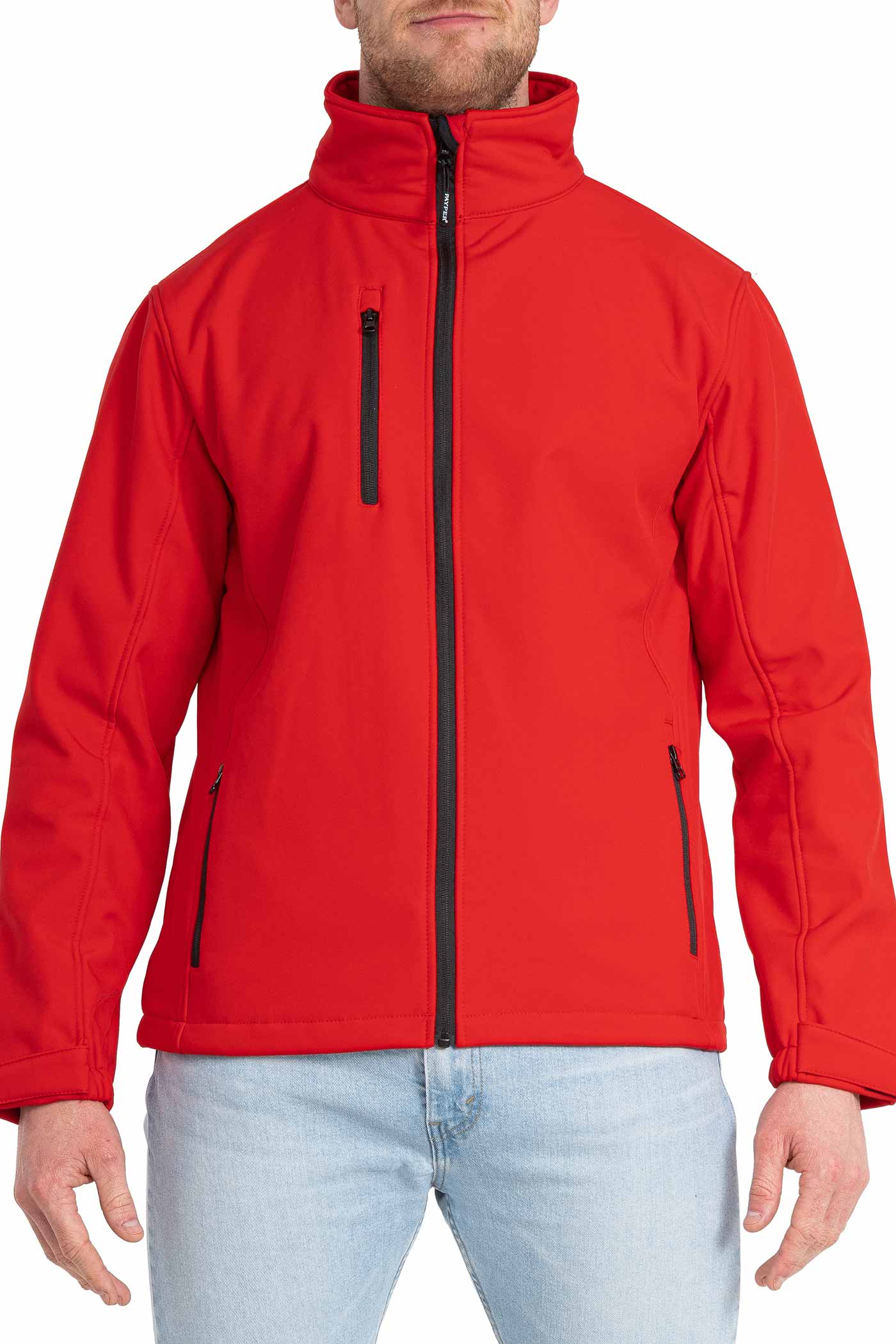 Herren Softshelljacke für die Arbeit mit Brusttasche in Rot