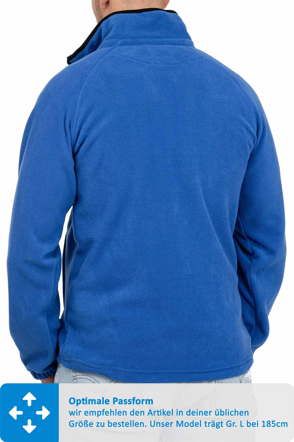 Jacke aus Fleece Rueckseite mit Stehkragen in Blau