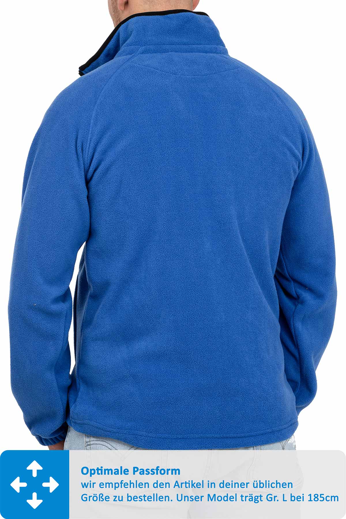 Jacke aus Fleece Rueckseite mit Stehkragen in Blau