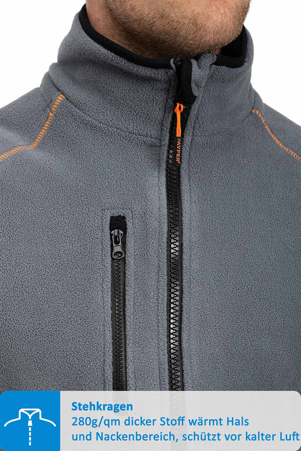 Herren Arbeitsjacke aus Fleece mit Brusttasche in Anthrazit