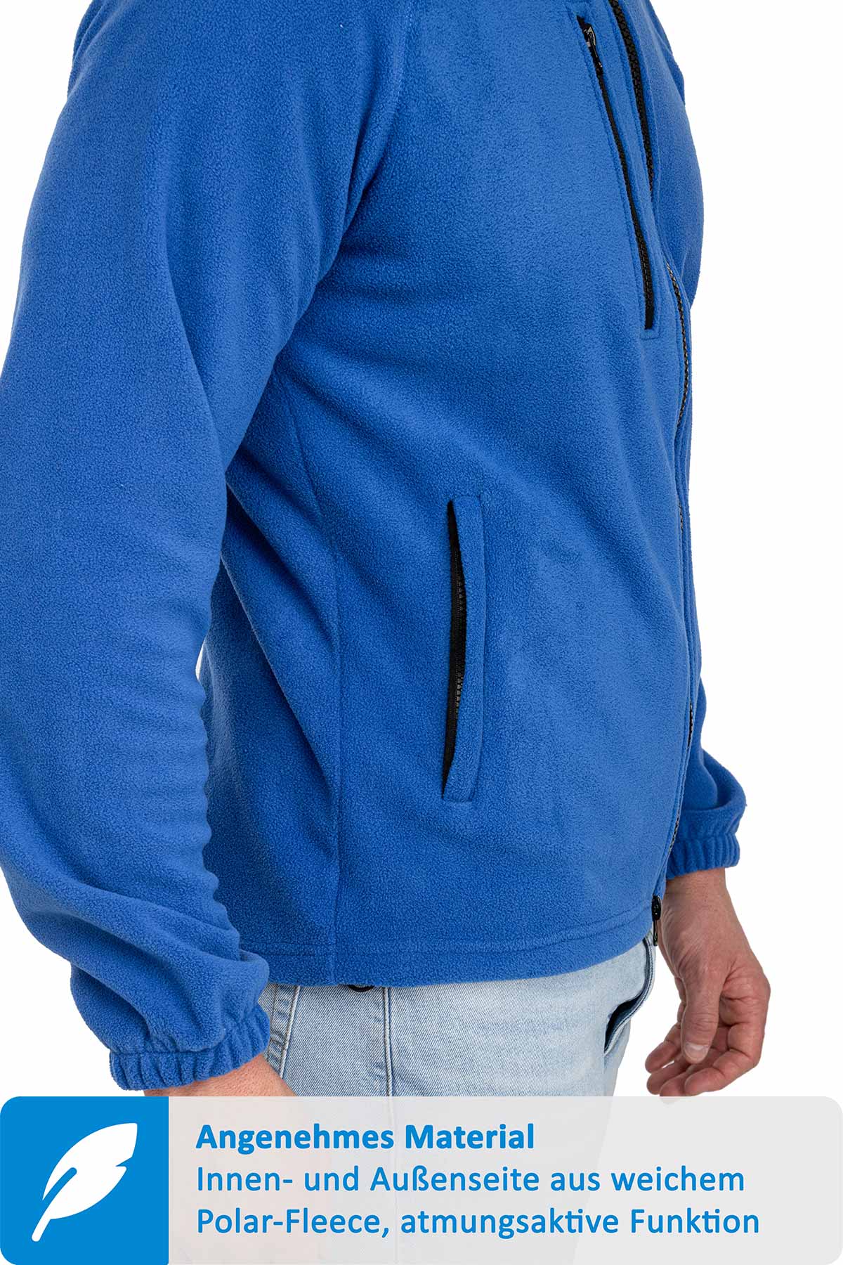 Fleecejacke für Herren mit Reißverschlusstaschen in Blau