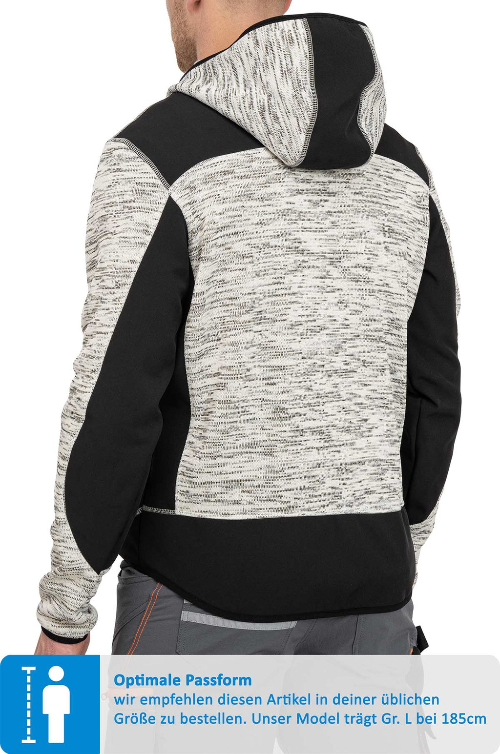 Herren Softshelljacke mit Strickgewebe und Kapuze in Grau