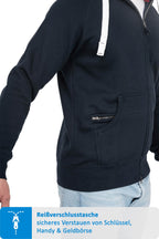 Seitentasche mit zusätzlichen Reißverschlussfach in Dunkelblau