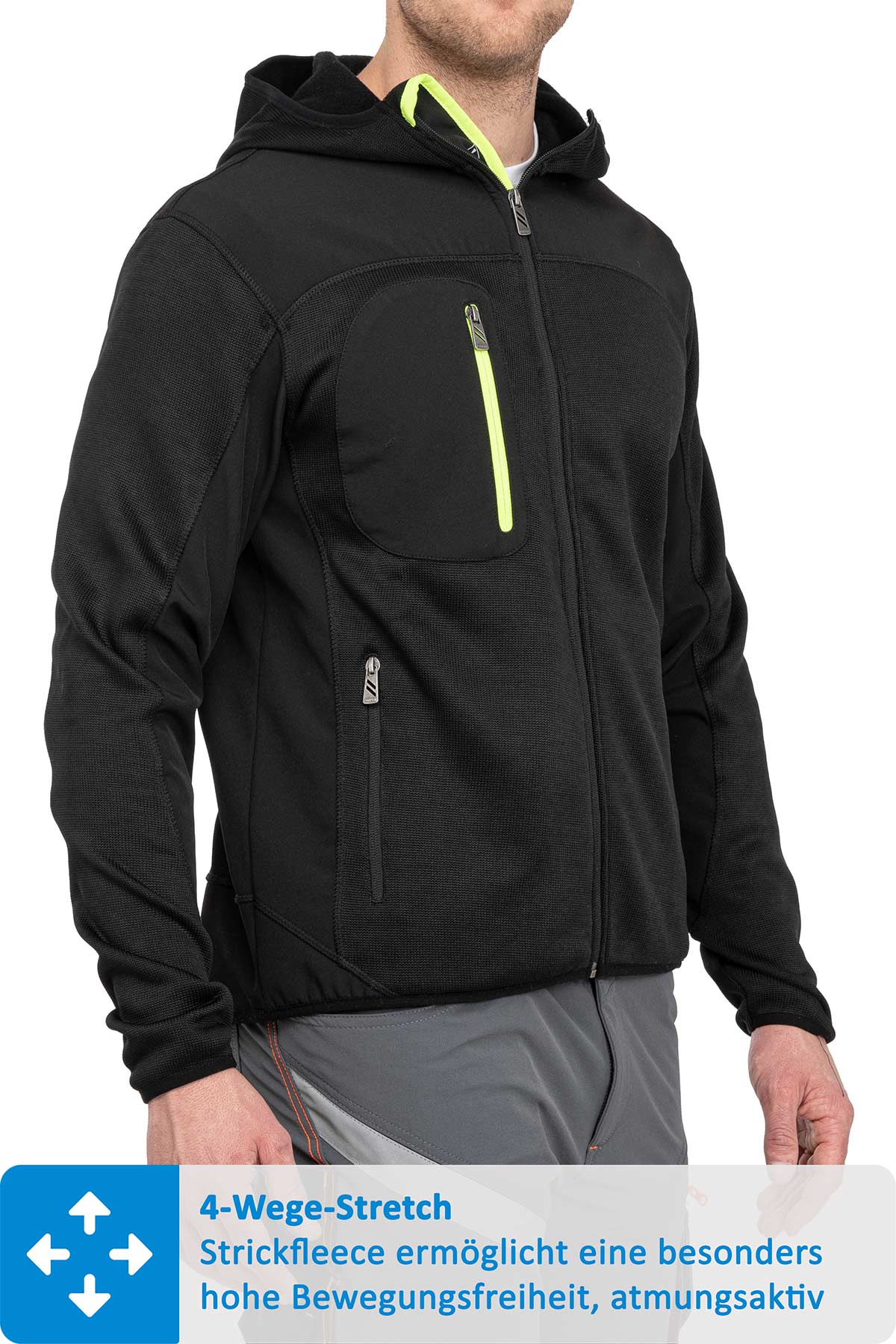 Herren Softshelljacke mit funktionalen Taschen in Schwarz