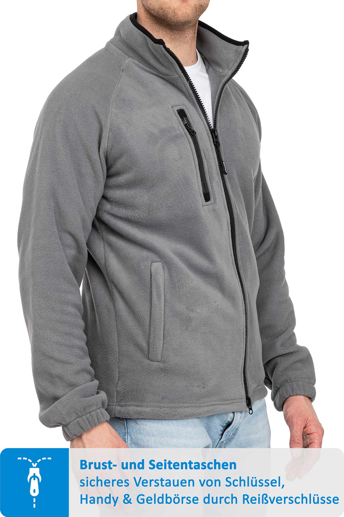 Herren Jacke aus Fleece für Outdoor-Arbeiten in Anthrazit