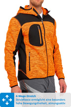 Herren Softshelljacke mit funktionalen Taschen in Orange