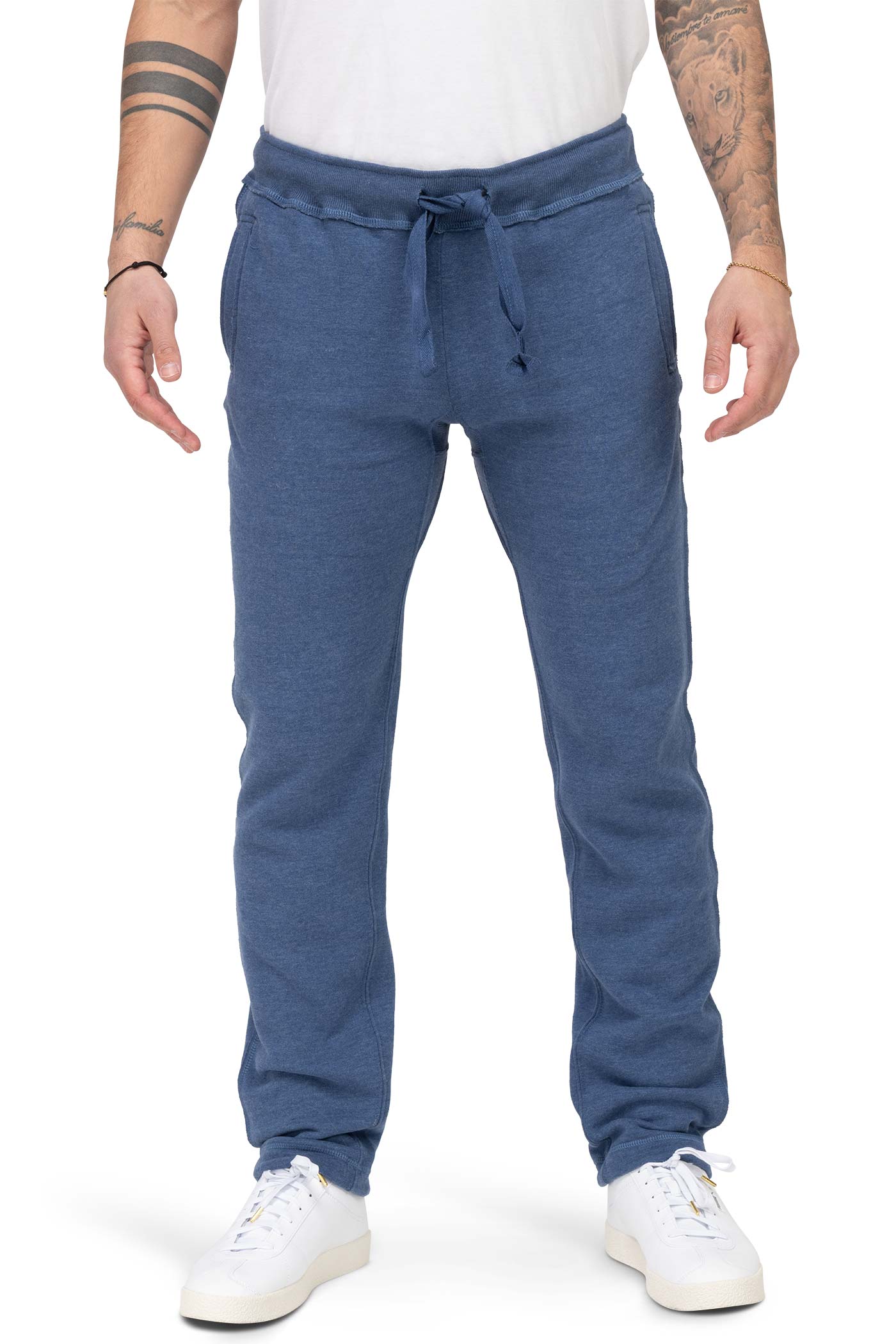 Herren Jogginghose für Männer mit elastischem Bund in Blau Denim