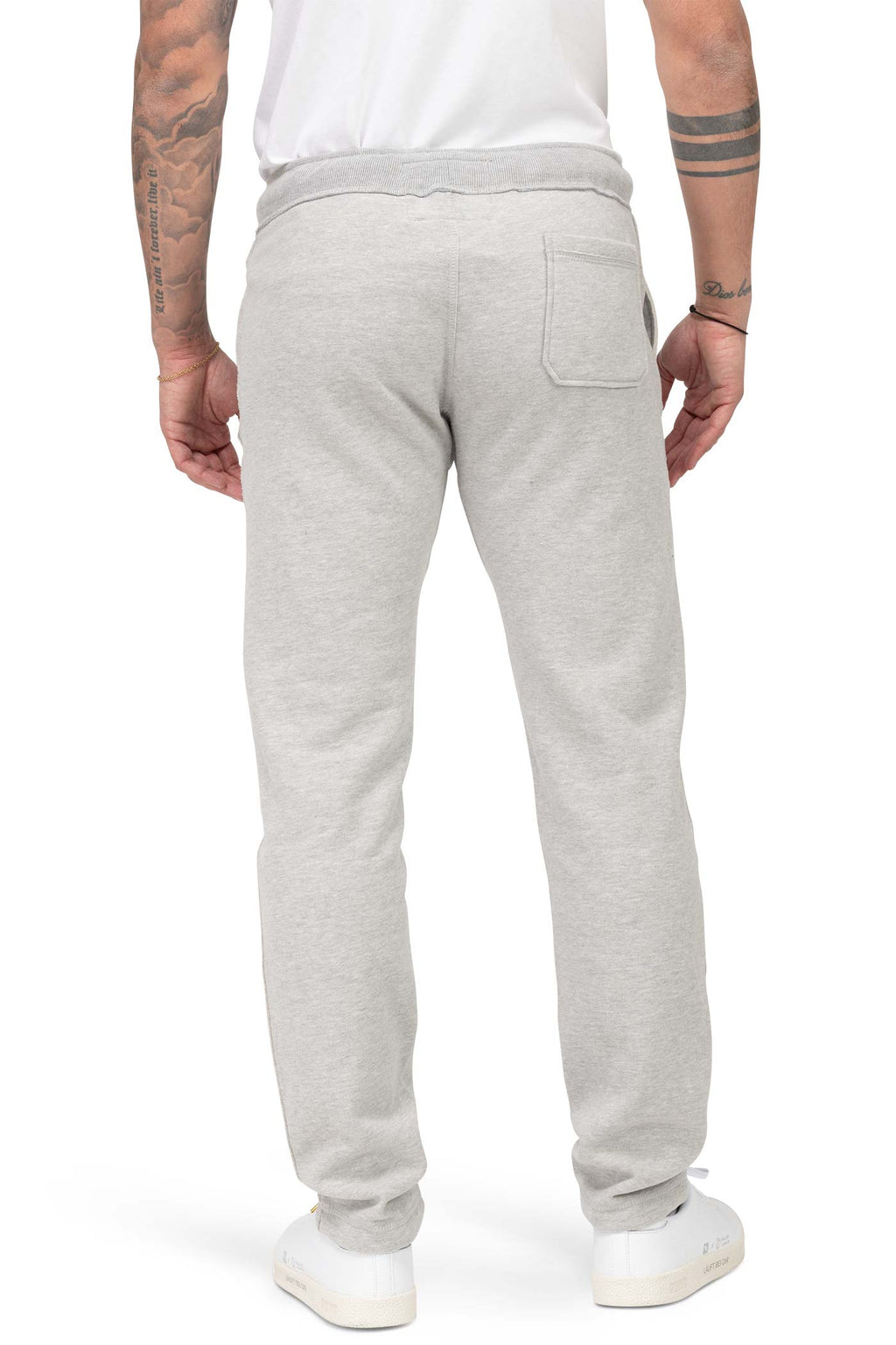 Herren Jogginghose Basic im Used Look in Grau meliert