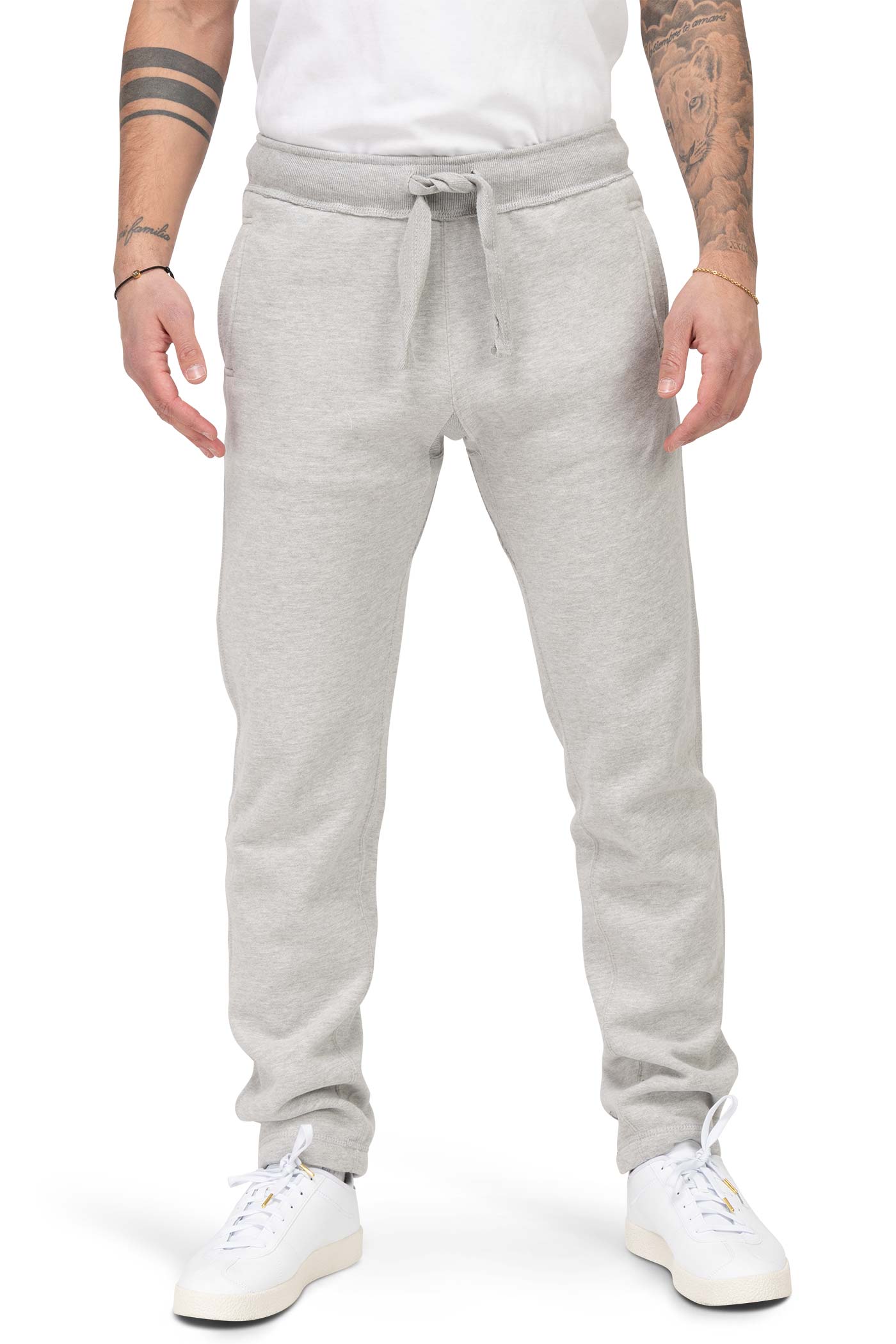 Herren Jogginghose für Männer mit elastischem Bund in Grau meliert
