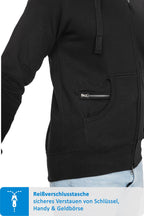 Seitentasche mit zusätzlichen Reißverschlussfach in Schwarz