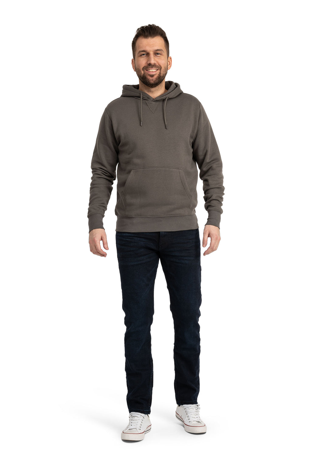 Herren Kapuzenpullover mit Tasche und Kordelzug Basic in Anthrazit